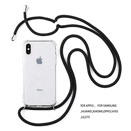 Transparent Soft TPU Cell Phone Case with Lanyard Necklace Shoulder Neck Strap Rope Cord for iphonex/xs