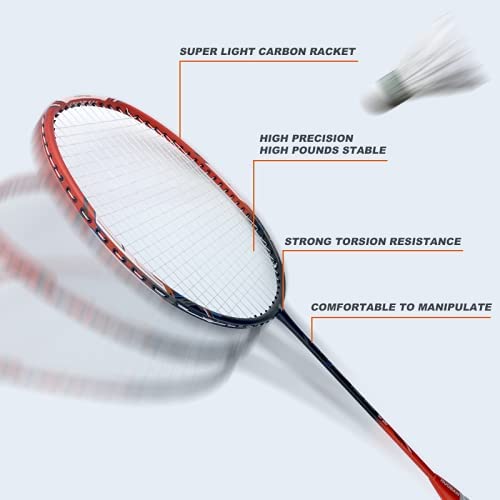 2 pcs Aluminum Alloy Frame Carbon Shaft Badminton Rackets Sets with The Bag , 3pc Feather shuttlecocks