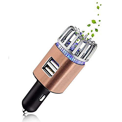 2 in 1 Car Dual USB Fresh Air Ionic Purifier Oxygen Bar Ozone Ionizer Cleaner Freshener Charcoal Formaldehyde Clean up