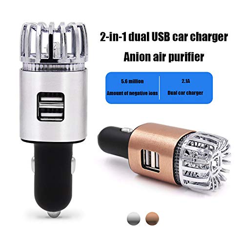 2 in 1 Car Dual USB Fresh Air Ionic Purifier Oxygen Bar Ozone Ionizer Cleaner Freshener Charcoal Formaldehyde Clean up