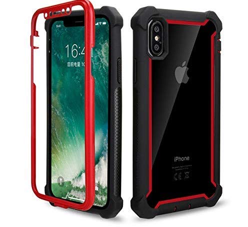 iPhone case x/xs 3 in 1 Transparent Back Colourful pc 360 Full Bumper Phone case with Screen Protector