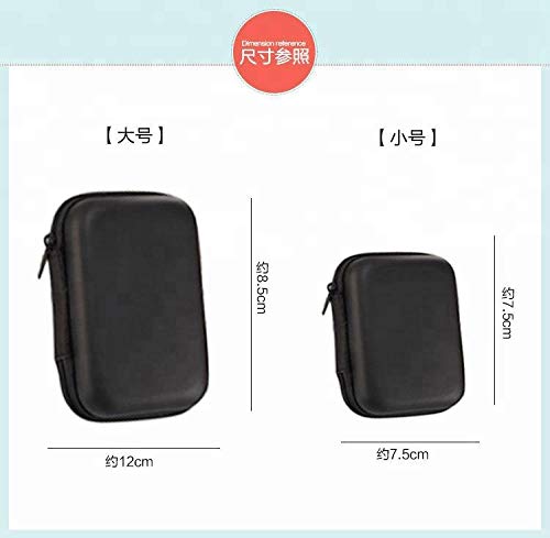 (3PC)(1BIG+2MINI) SFY Zipper Hard Headphone Case,EVA Leather Earphone Bag,Protective USB Cable Organizer,Portable Earbuds Pouch Box(