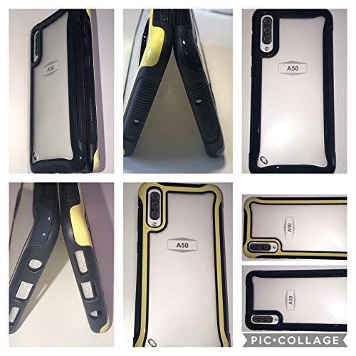 Hybrid Hard PC Soft Bumper Frame Cover for Samsung A50-Yellow