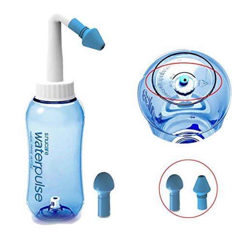 Nasal Wash Rinse Cleanser Nose Cleaning Bottle + 2 Style Nozzles + Nasal Salt for Adults Children Allergic Nasal Irrigation I Treatment 300ml