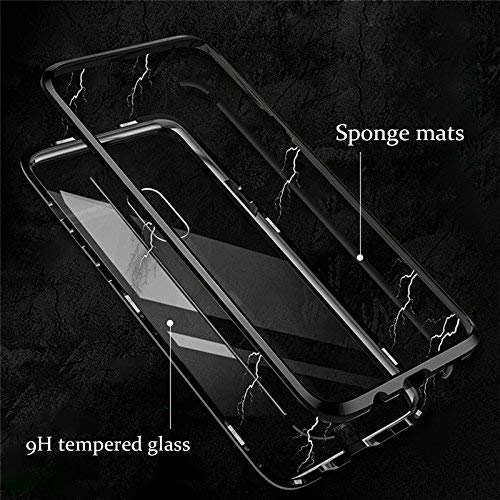 Galaxy S9 Plus Case, Hybrid Aluminum Metal Bumper Frame + Transparent Tempered Glass Back 2 in 1 Magnetic Adsorption Case Cover for Samsung Galaxy S9 Plus (no Front Tempered Glass, only Back)