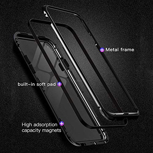 SFY iPhone XS MAX Case, iPhone Xs MAX Case, 360° Protection Full-Body Screen Coverage Tempered Glass Back Metal Bumper Magnetic Adsorption Flip Case Cover iPhone Xs/X(NO FRONT TEMPER GLASS) (Trans/black)