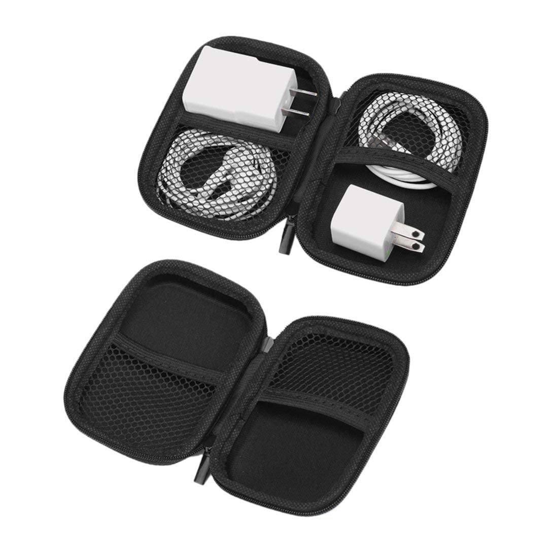 (3PC)(1BIG+2MINI) SFY Zipper Hard Headphone Case,EVA Leather Earphone Bag,Protective USB Cable Organizer,Portable Earbuds Pouch Box(