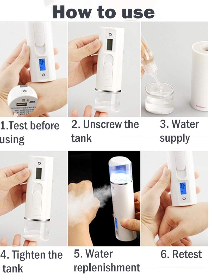 SFY Skin test device Cool Mist Sprayer Face Steamer Facial Humidifier Mini Atomization