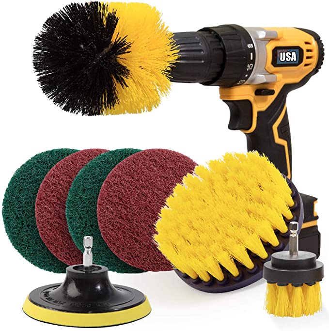 14 pc All Purpose Drill Scrubber Brush for Bathroom Surfaces Grout Floor and car