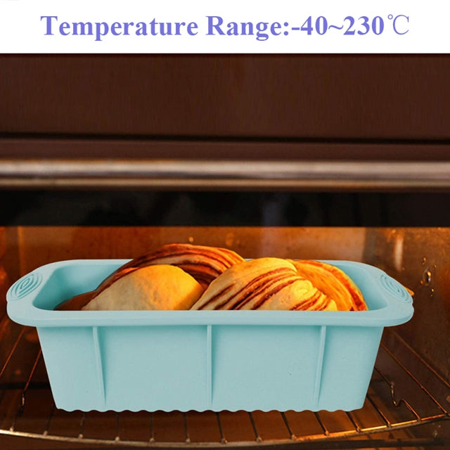 2 pc (Blue and Purple )Non-stick Heat Resistant Silicone Bakeware Silicone Cake Pan DIY Rectangle Toast Baking Pan Silicone Loaf Pan