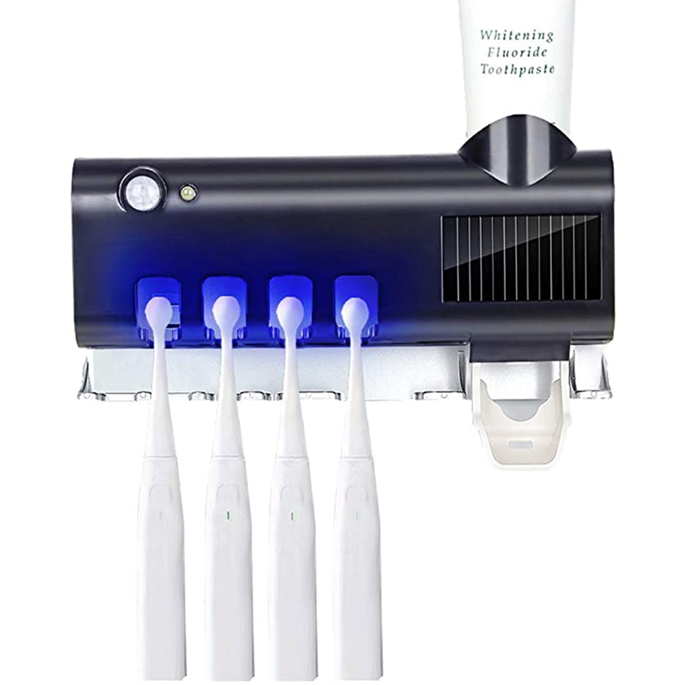 Solar Energy UV Sterilizing Toothbrush Holder Wall Mounted  Bathroom Sets Automatic Toothpaste Dispenser