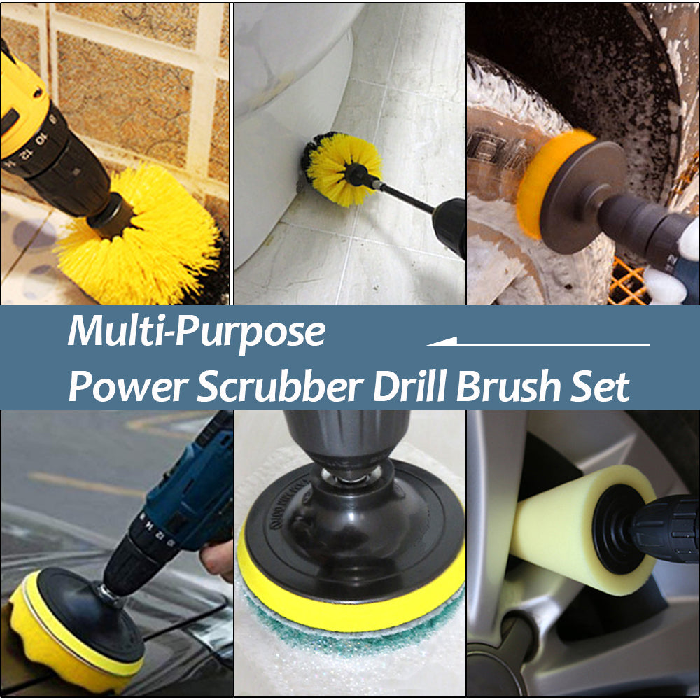 14 pc All Purpose Drill Scrubber Brush for Bathroom Surfaces Grout Floor and car