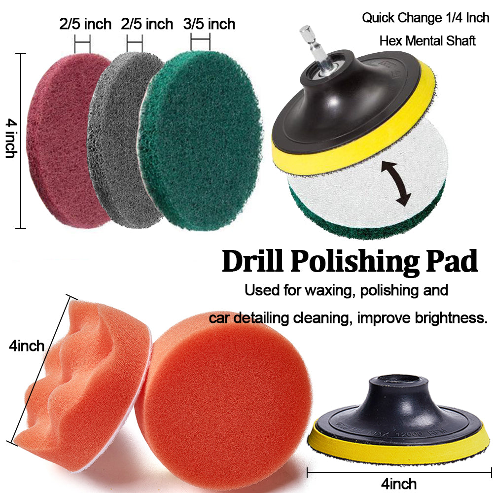 14 pc All Purpose Drill Scrubber Brush for Bathroom Surfaces Grout Floor and car