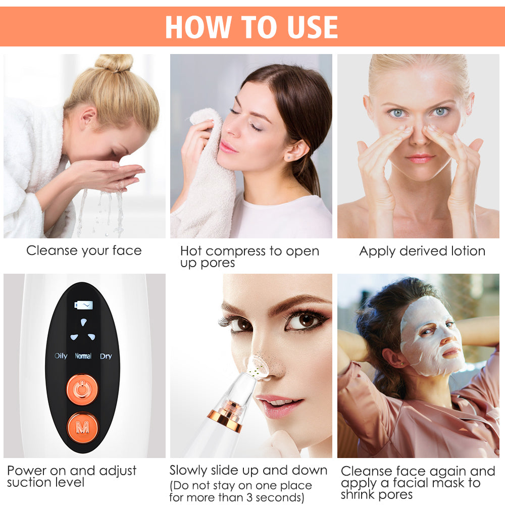 Electronic Professional Skin Face Deep Nose Pore Pore Cleaner Vaccum microdermabrasion Blackhead Suction Remover