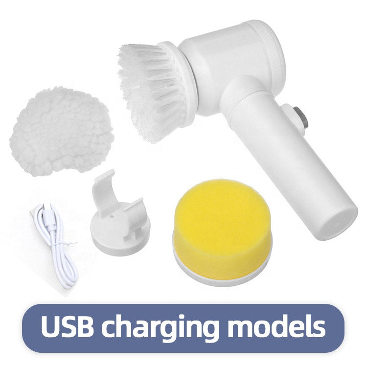 Rechargeable kitchen bathroom toilet electric auto rotating plastic 5in1 handheld cleaning brush item