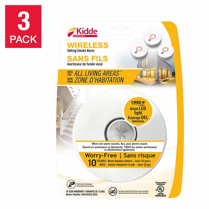 Kidde 10-Year Battery Operated Wireless Talking Smoke Alarm  1969067Model  P4010LDCS-WCA