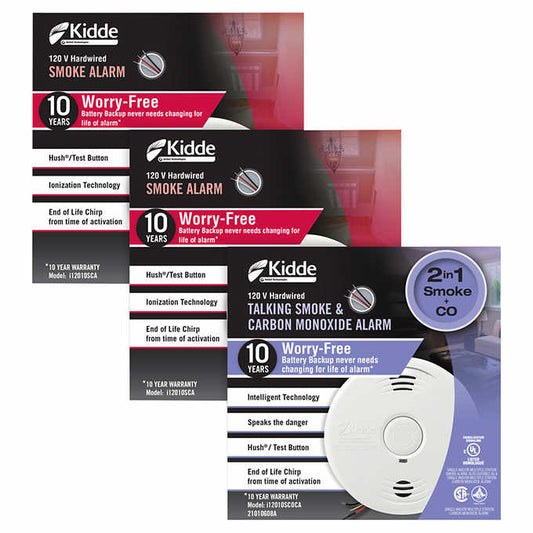 Kidde Hardwired Talking Smoke and Smoke and Carbon Monoxide Alarms with 10-Year Battery Backup Bundle