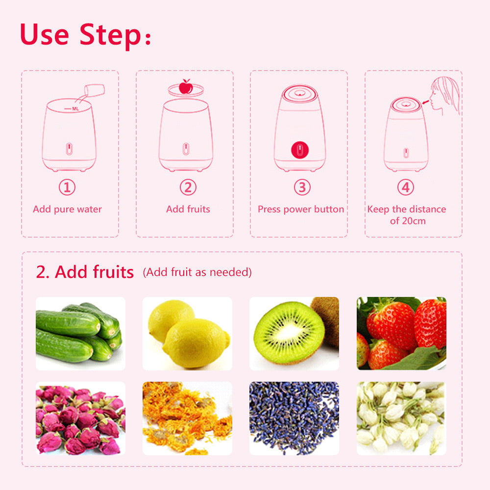 Fruit Vegetable Facial Face Steamer Household Spa Beauty Instrument Thermal Nano Spray Water Whitening Face Steamer Machine