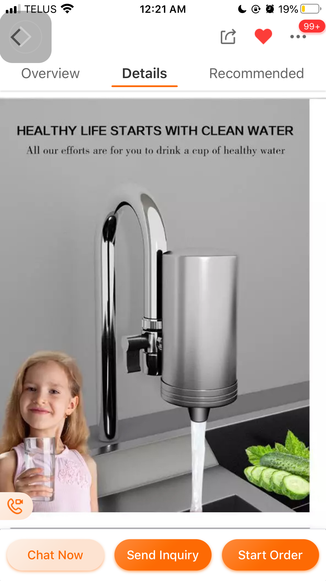 Stainless Faucet Mount Steel Tap Water Filter with Ultrafiltration Membrane Reduce Faucet Water Purifier