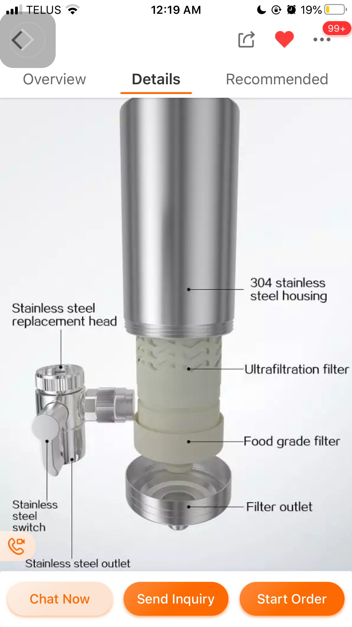 Stainless Faucet Mount Steel Tap Water Filter with Ultrafiltration Membrane Reduce Faucet Water Purifier