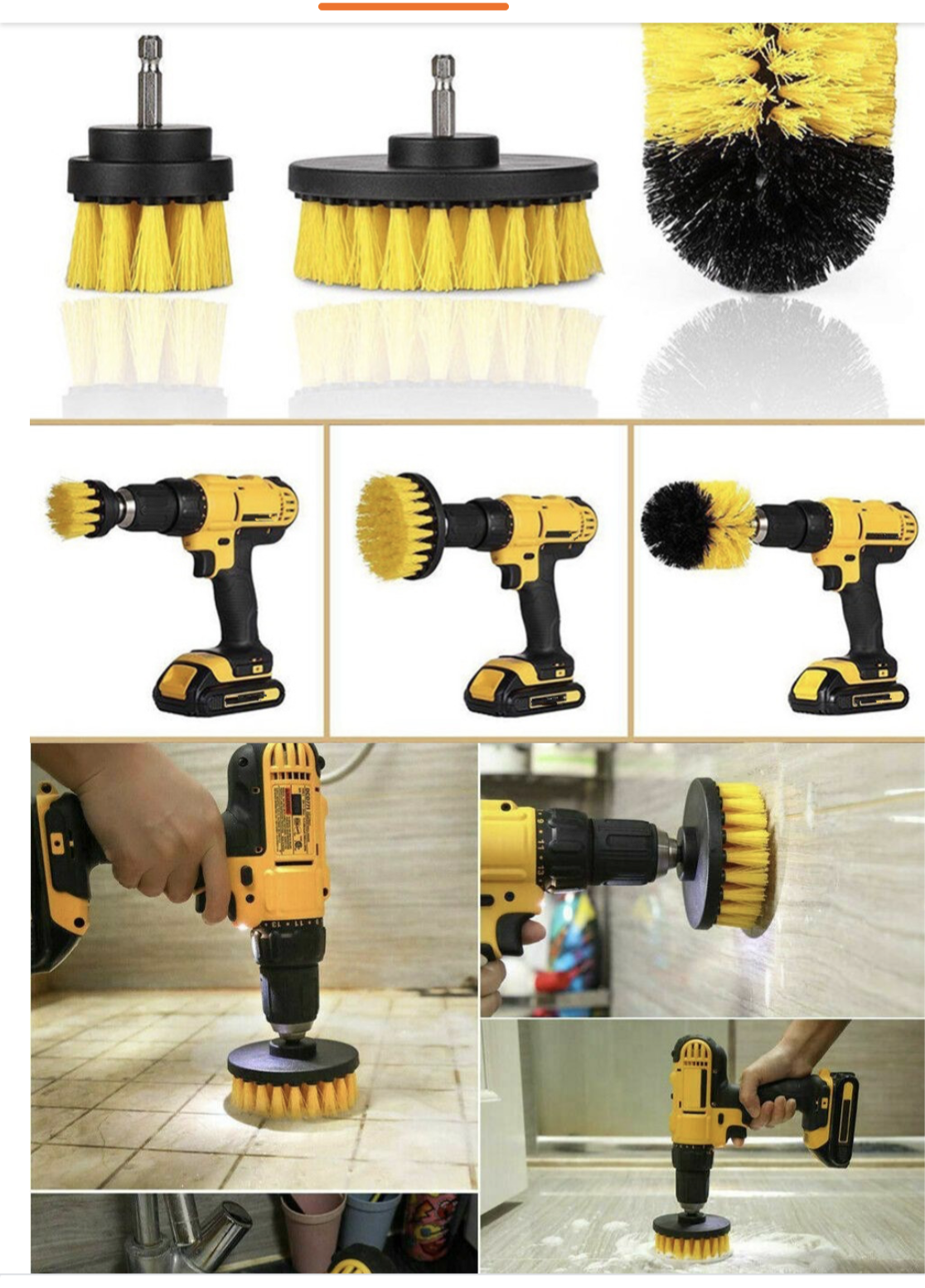 14 pc All Purpose Drill Scrubber Brush for Bathroom Surfaces Grout Floor and car