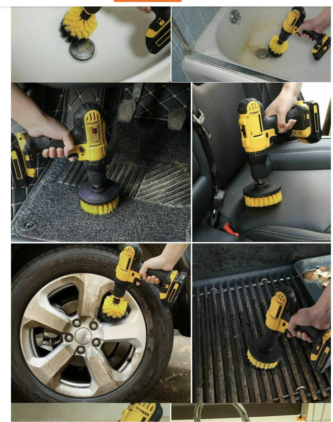 14 pc All Purpose Drill Scrubber Brush for Bathroom Surfaces Grout Floor and car